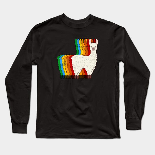 Retro Alpaca Long Sleeve T-Shirt by Moulezitouna